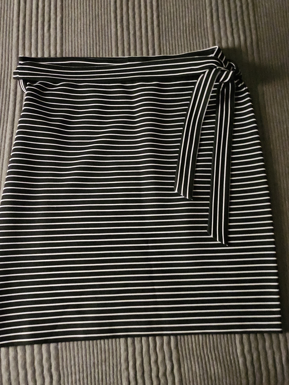 LOFT Black and White Striped Tie-Waist Pencil Skirt
